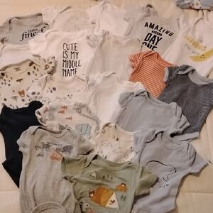20 Assorted Baby Onesies Collection Size Newborn Short Sleeve